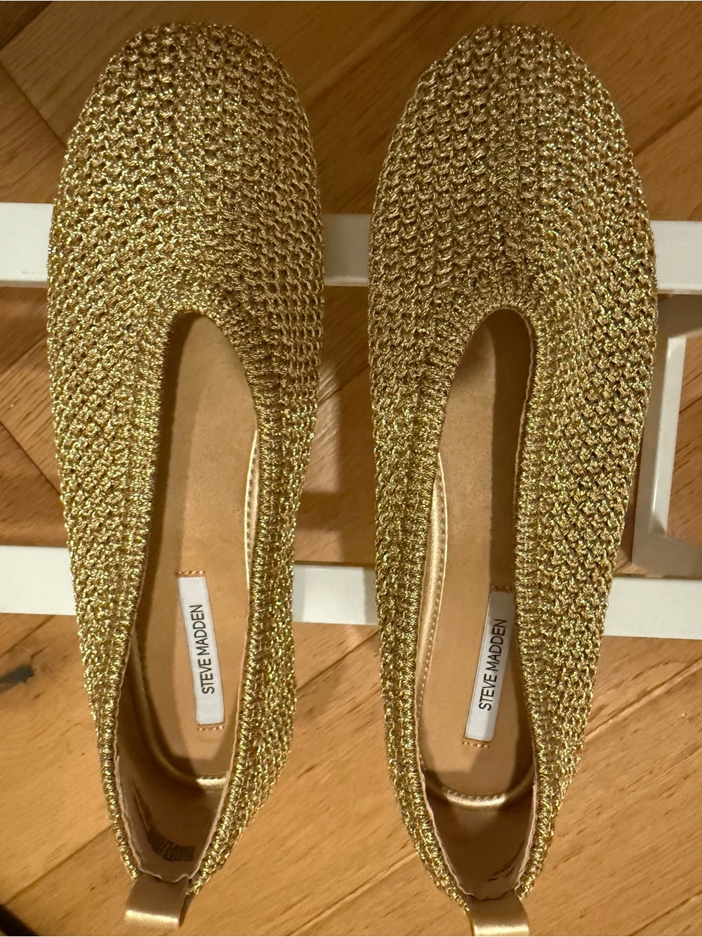 Steve Madden Metallic Gold Knit Slip-On Flats